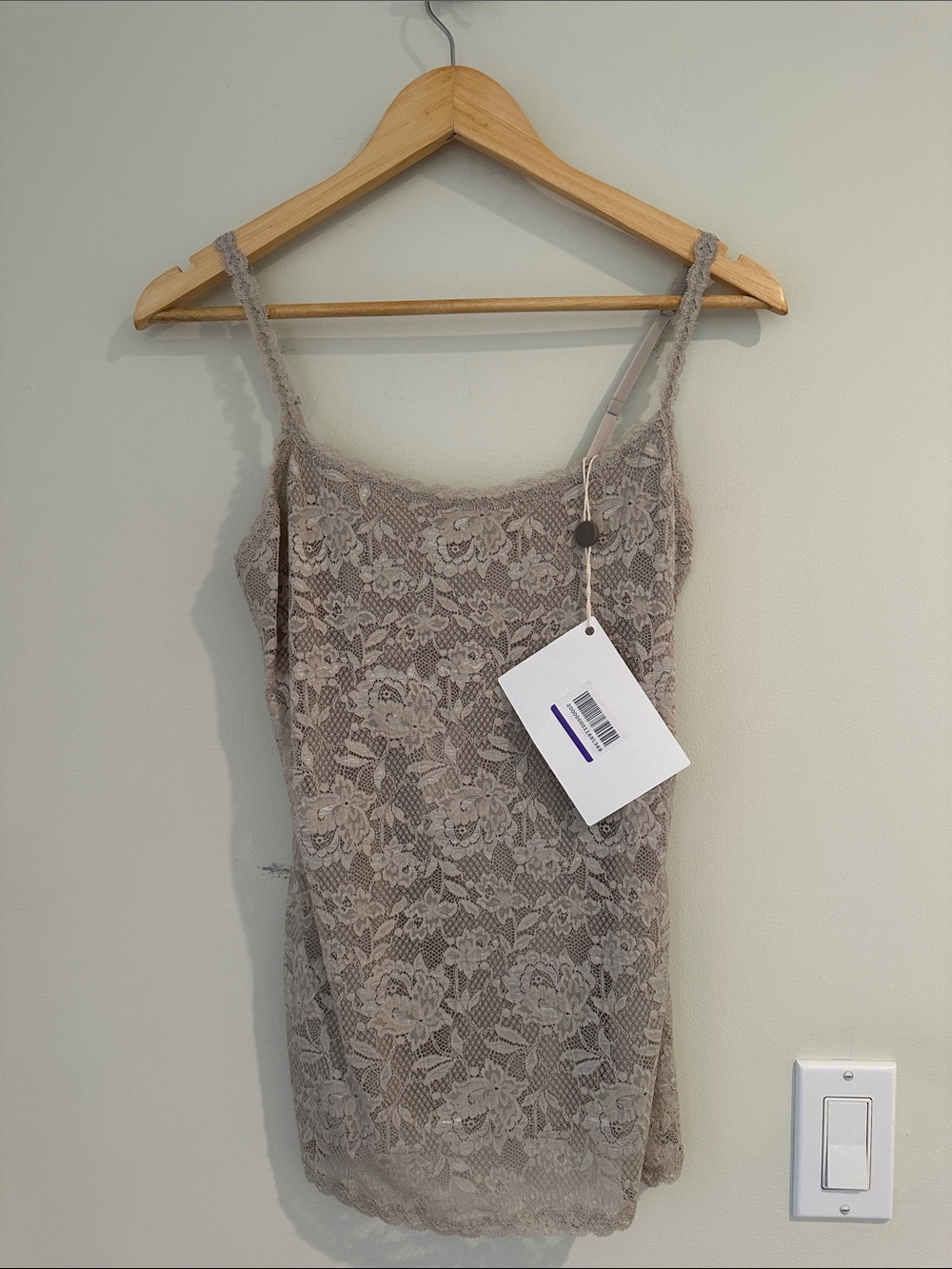NWT Cosabella Lace Trim Camisole Tank Top - Taupe